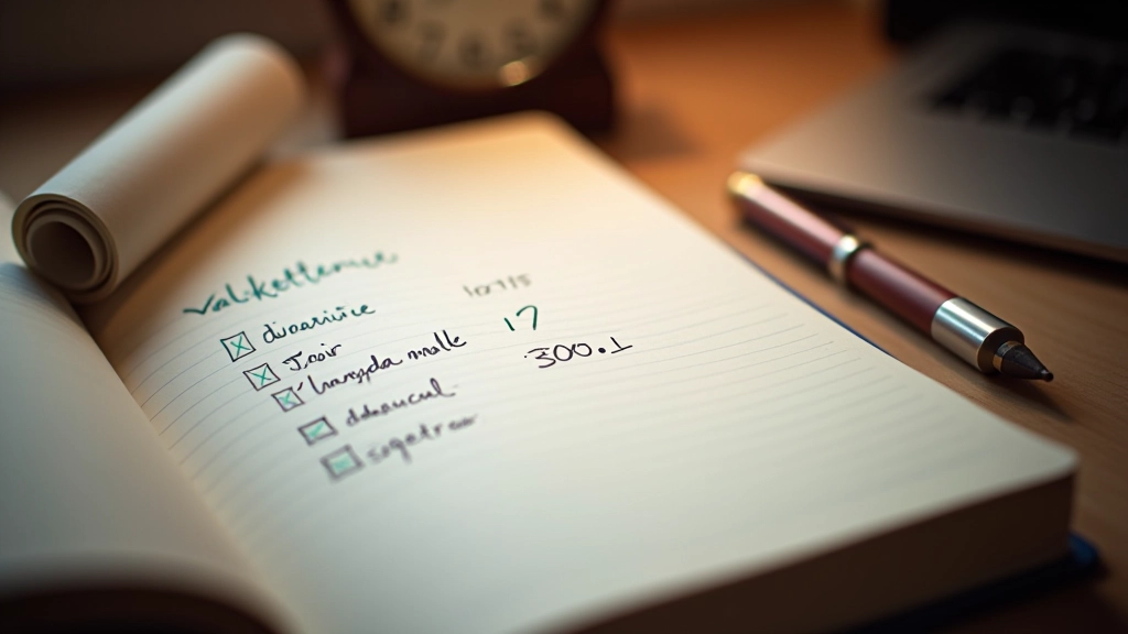 Notebook se seznamem úspěchů a metrikami